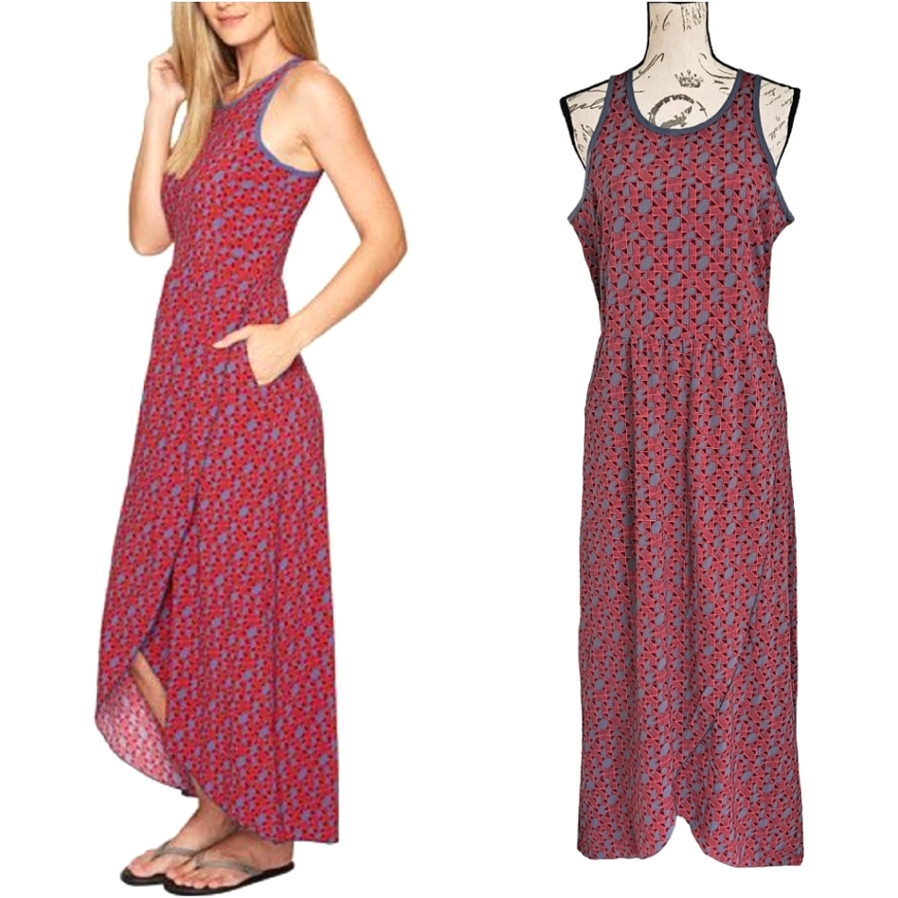 Toad & Co Horny toad sunkissed geometric grey red outdoor Maxi dress size L